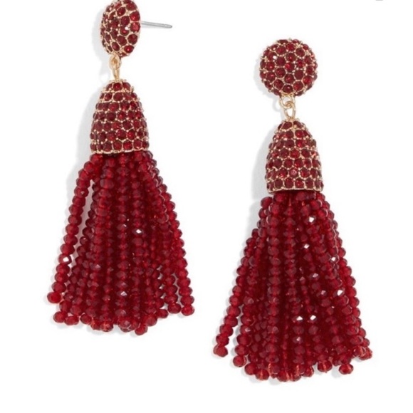 BaubleBar Jewelry - NWT Baublebar Annabelle Red Tassel Drop Earrings - Gold Accent